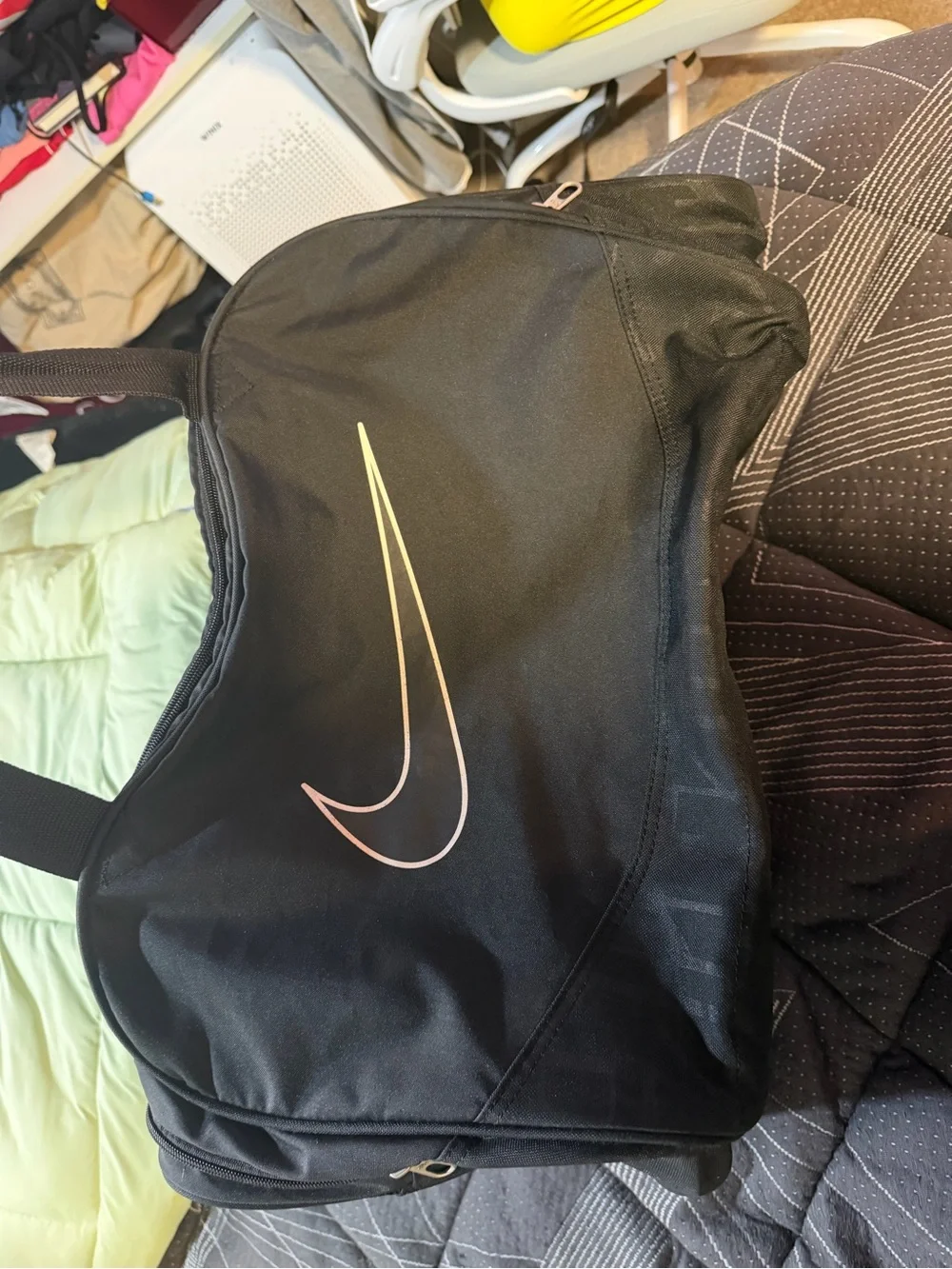 Nike Black Duffel with Iridescent Swoosh
